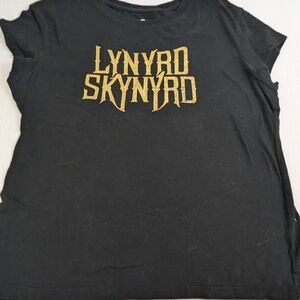 Lynyrd Skynyrd Support Southern Rock Black Gold Graphics Tee XL Jr/Med Adult
